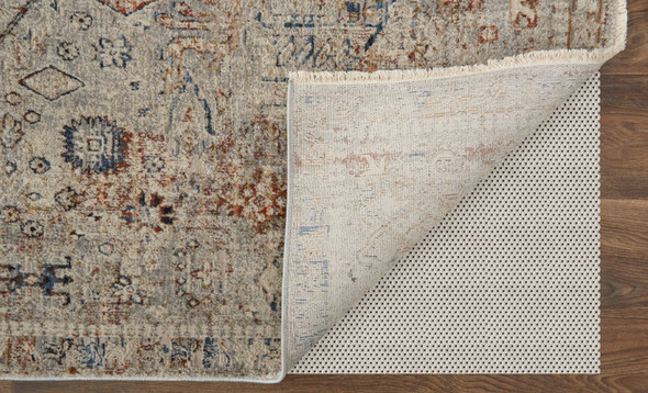 3' X 5' Blue Tan And Red Oriental Distressed Area Rug With Fringe