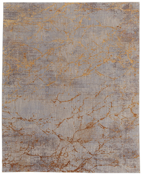 10' X 13' Brown Gold and Gray Abstract Power Loom Area Rug