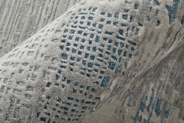 4' X 6' Gray Taupe and Blue Abstract Hand Tufted Area Rug