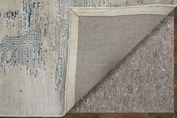 2' X 3' Gray Taupe and Blue Abstract Hand Tufted Area Rug