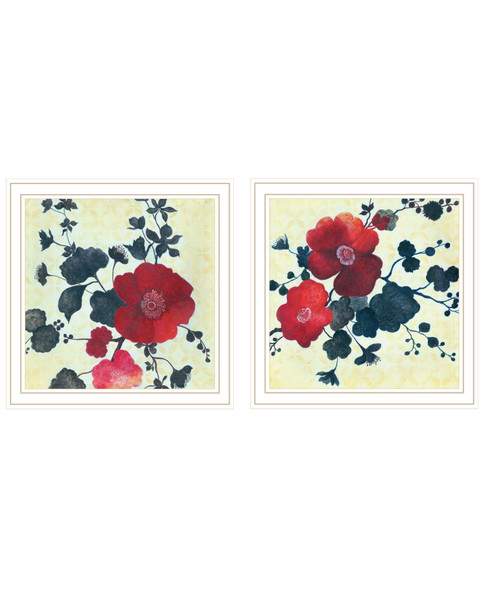 Set Of Two Japanese Blossoms I White Framed Wall Art