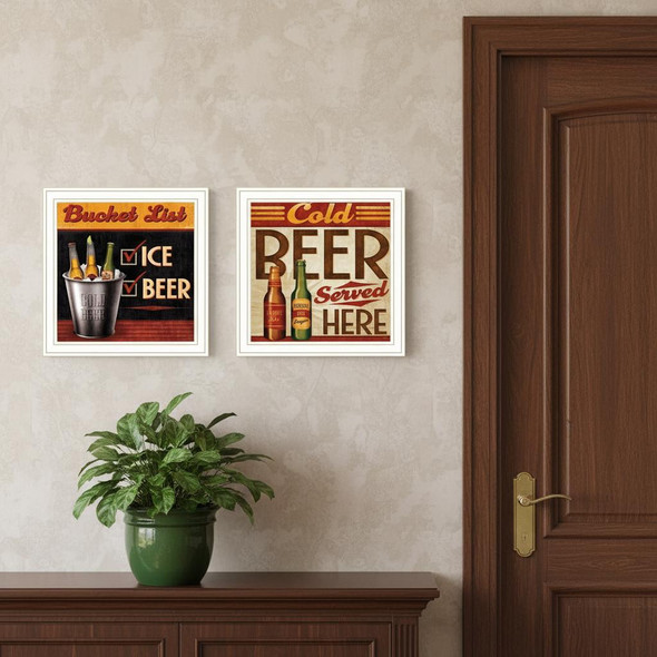 Set Of Two Bucket List White Framed Wall Art