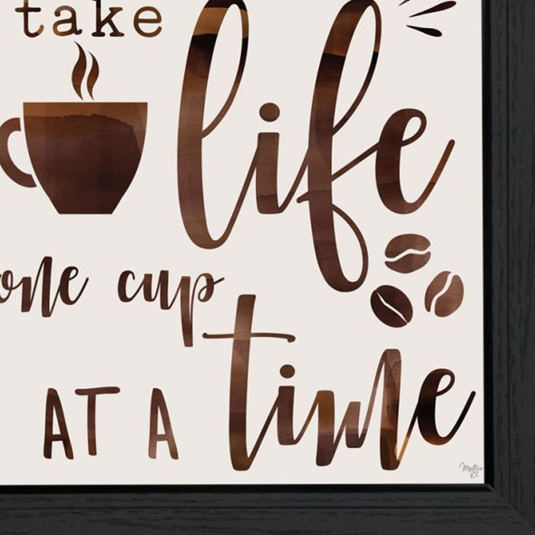 Set Of Two One Cup At A Time! Black Framed Kitchen Wall Art