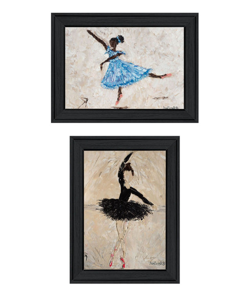 Set Of Two "Ballerina Collection" Black Framed Wall Art