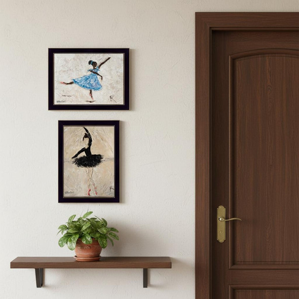Set Of Two "Ballerina Collection" Black Framed Wall Art