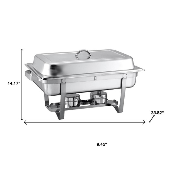 9" Silver Stainless Steel Chafing Dish With Stand