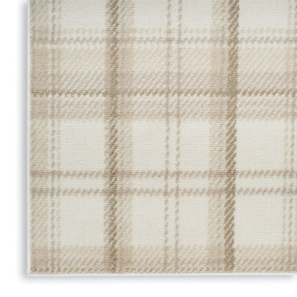 10' Ivory Plaid Power Loom Runner Rug