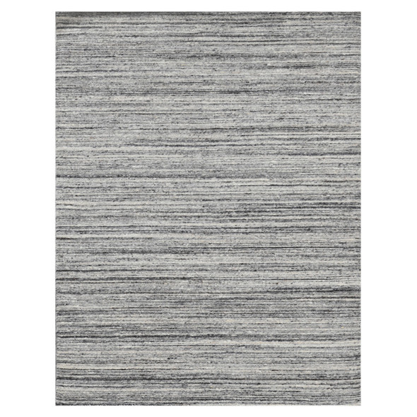 2' X 3' Ivory Gray And Black Wool Striped Hand Woven Area Rug