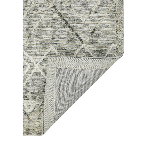 5' X 8' Gray Ivory And Black Wool Argyle Hand Hooked Area Rug