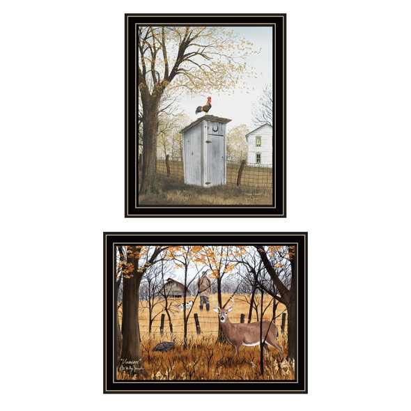 Set Of Two Country Living Black Framed Wall Art