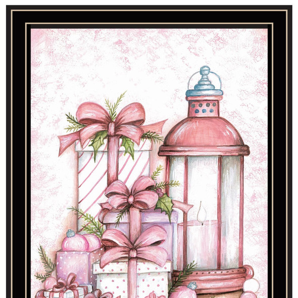 Set Of Two Pink Candy Land Christmas Trees Black Framed Wall Art
