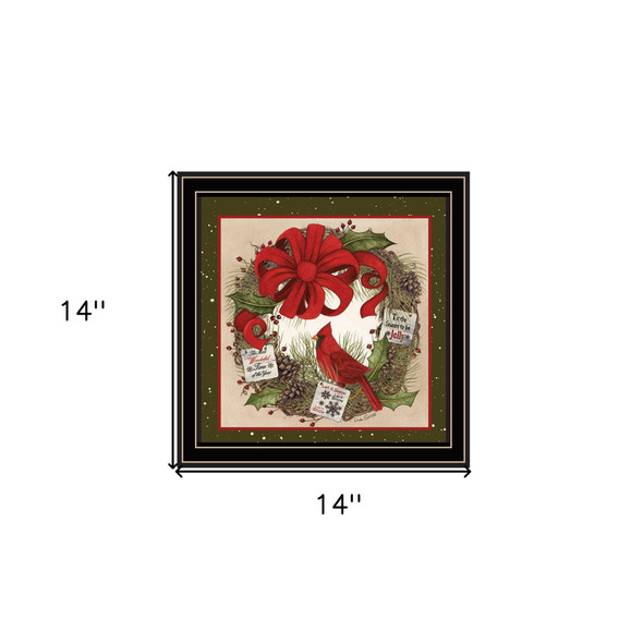 Cardinal Wreath Black Framed Wall Art