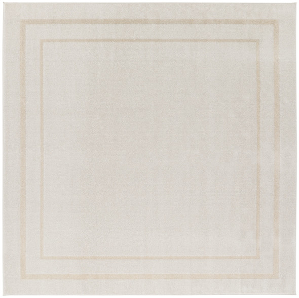 7' Ivory And Gold Square Indoor Outdoor Area Rug