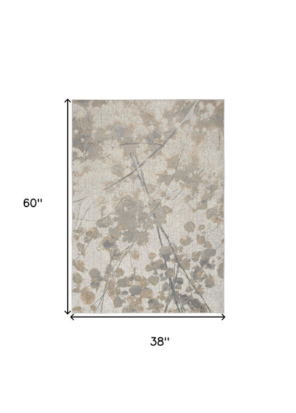 3' X 5' Gray Abstract Power Loom Area Rug