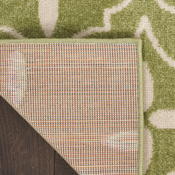8' X 10' Green And Ivory Geometric Indoor Outdoor Area Rug