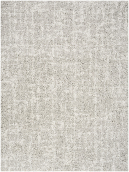 5' X 7' Ivory Abstract Shag Power Loom Area Rug