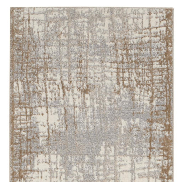 10' Ivory Abstract Power Loom Runner Rug