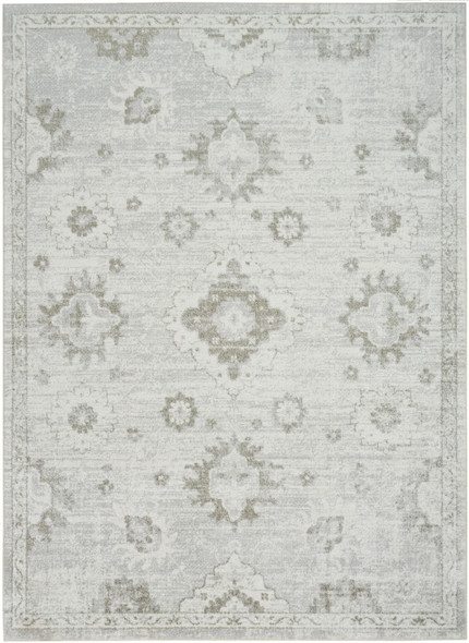 5' X 7' Ivory Floral Distressed Area Rug