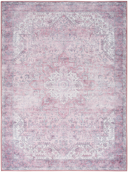 4' X 6' Pink And Ivory Floral Distressed Area Rug