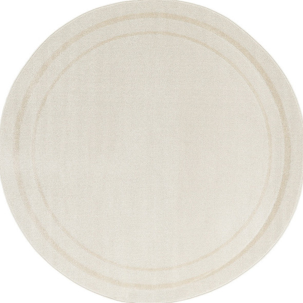 4' Ivory And Gold Round Indoor Outdoor Area Rug