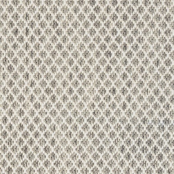 4' Ivory And Silver Round Geometric Indoor Outdoor Area Rug