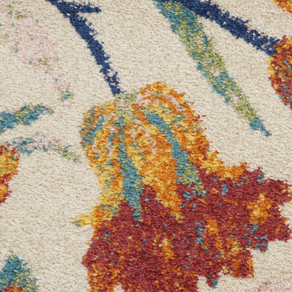 2' X 3' Ivory Floral Power Loom Area Rug