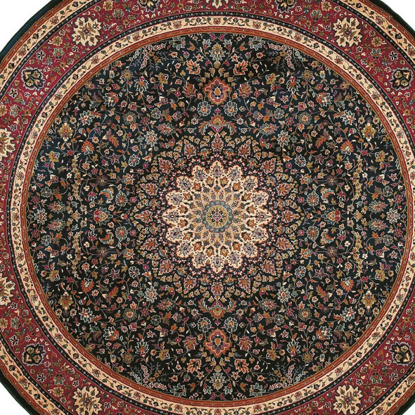 6' Blue Oriental Round Rug