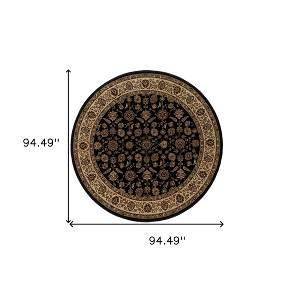 8' Brown Oriental Round Rug
