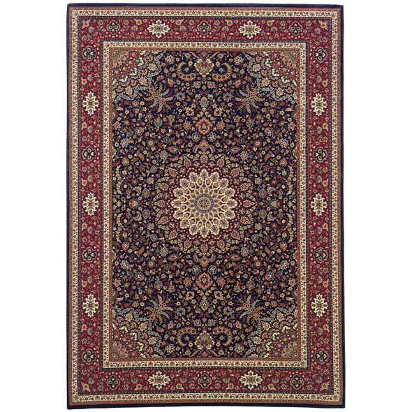 7' X 10' Blue And Red Oriental Area Rug