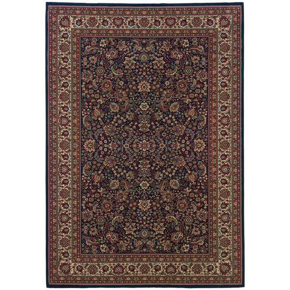 5' X 8' Blue And Red Oriental Area Rug