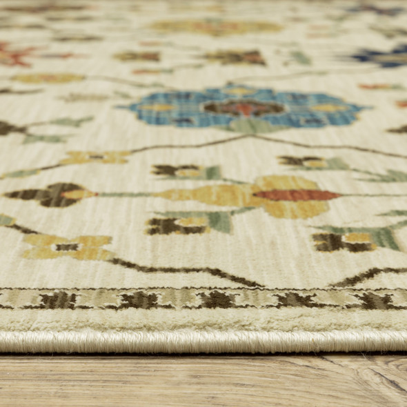 2' X 3' Ivory And Gold Oriental Area Rug With Fringe