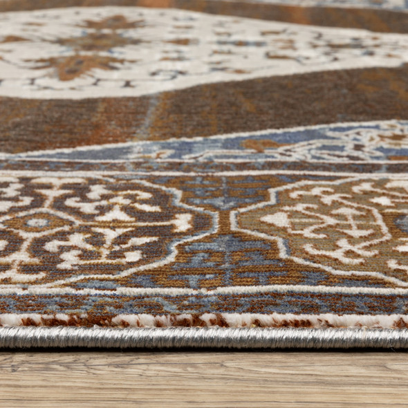 5' X 8' Gray And Blue Medallion Area Rug