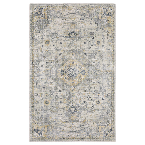10' X 14' Gray And Gold Medallion Hand Tufted Area Rug