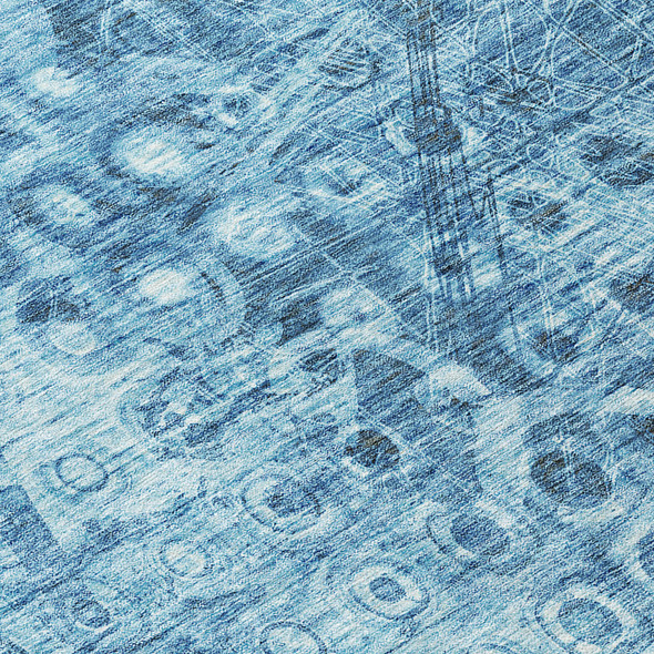 10' X 14' Blue Ikat Washable Indoor Outdoor Area Rug