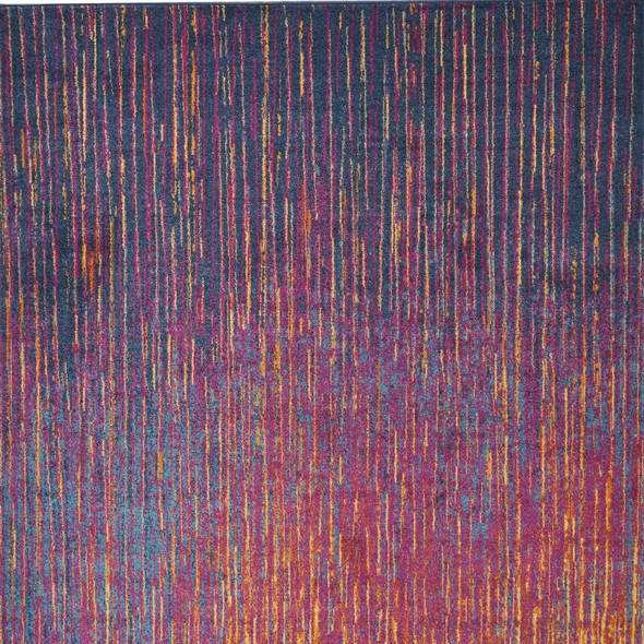 8' X 10' Blue And Orange Abstract Area Rug