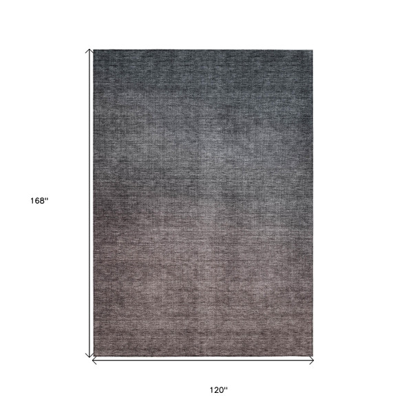 10' X 14' Gray Charcoal And Brown Ombre Washable Indoor Outdoor Area Rug