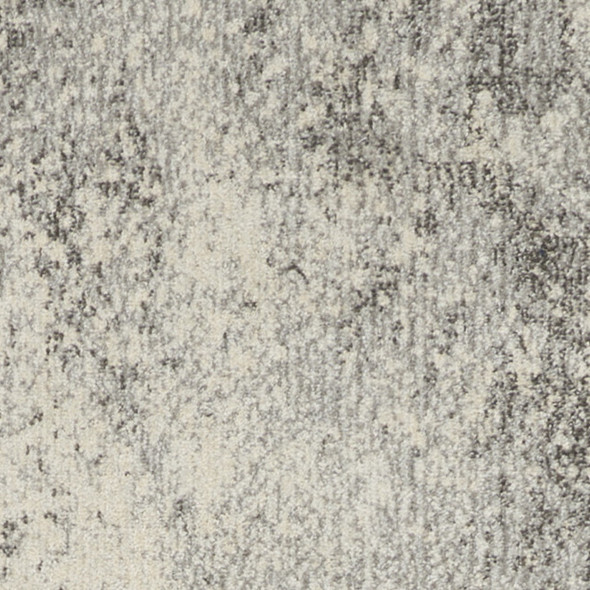 8' Gray And Ivory Abstract Runner Rug