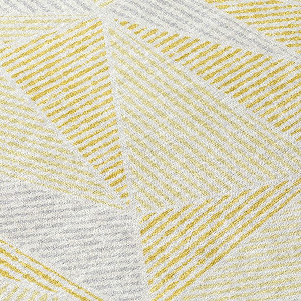 10' X 14' Gold Gray And Wheat Geometric Washable Indoor Outdoor Area Rug