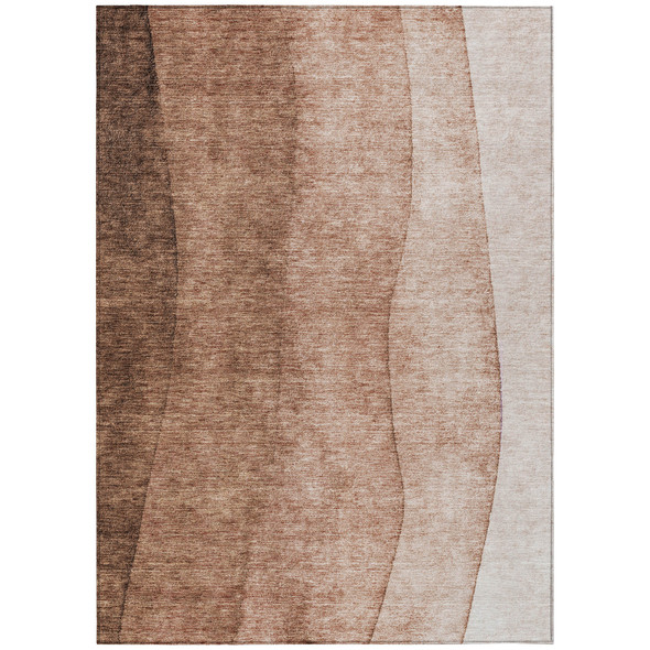 3' X 5' Brown Beige And Chocolate Ombre Washable Indoor Outdoor Area Rug