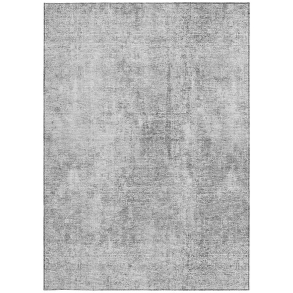 10' X 14' Gray Silver And Charcoal Abstract Washable Indoor Outdoor Area Rug