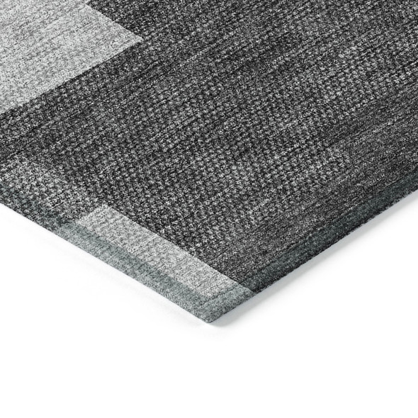 8' X 10' Gray Silver And Charcoal Geometric Washable Indoor Outdoor Area Rug