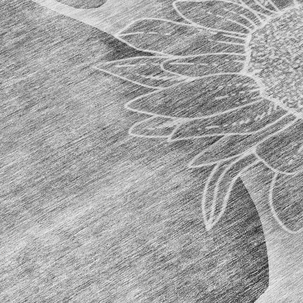8' X 10' Gray Silver And Charcoal Floral Washable Indoor Outdoor Area Rug