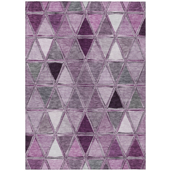 5' X 8' Merlot Purple And Lavender Geometric Washable Indoor Outdoor Area Rug
