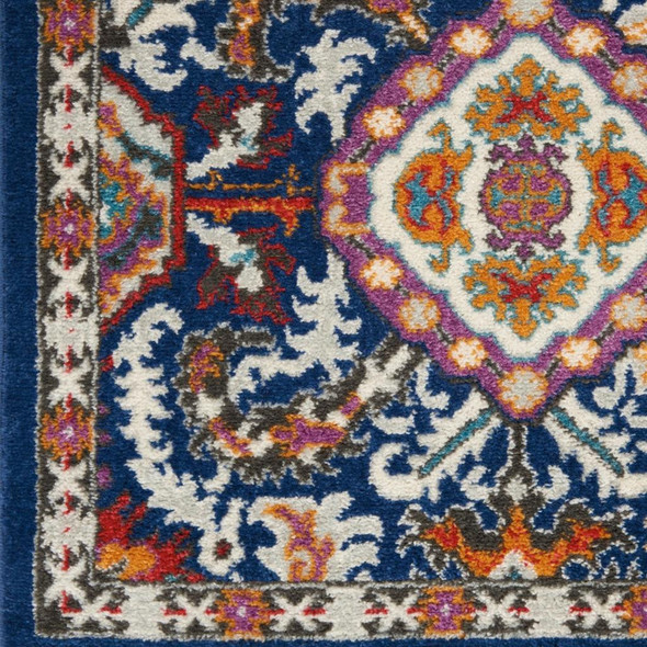 2' X 3' Blue And Ivory Oriental Area Rug