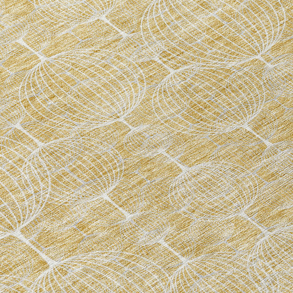 3' X 5' Gold Ivory And Beige Geometric Washable Indoor Outdoor Area Rug
