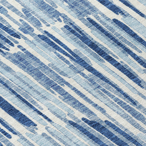 10' X 14' Navy Blue And Sky Blue Abstract Washable Indoor Outdoor Area Rug
