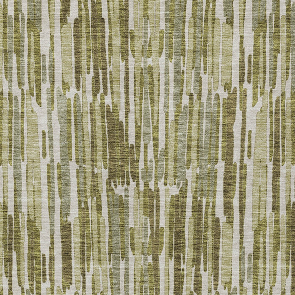 3' X 5' Olive Green Brown And Beige Abstract Washable Indoor Outdoor Area Rug