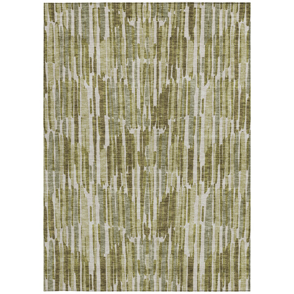 9' X 12' Olive Green Brown And Beige Abstract Washable Indoor Outdoor Area Rug