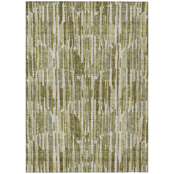 10' X 14' Olive Green Brown And Beige Abstract Washable Indoor Outdoor Area Rug