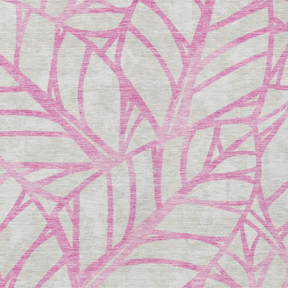 3' X 5' Pink And Beige Floral Washable Indoor Outdoor Area Rug